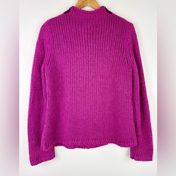 L.L. Bean Magenta Mock Neck Mohair Blend Sweater - Picture 6 of 7